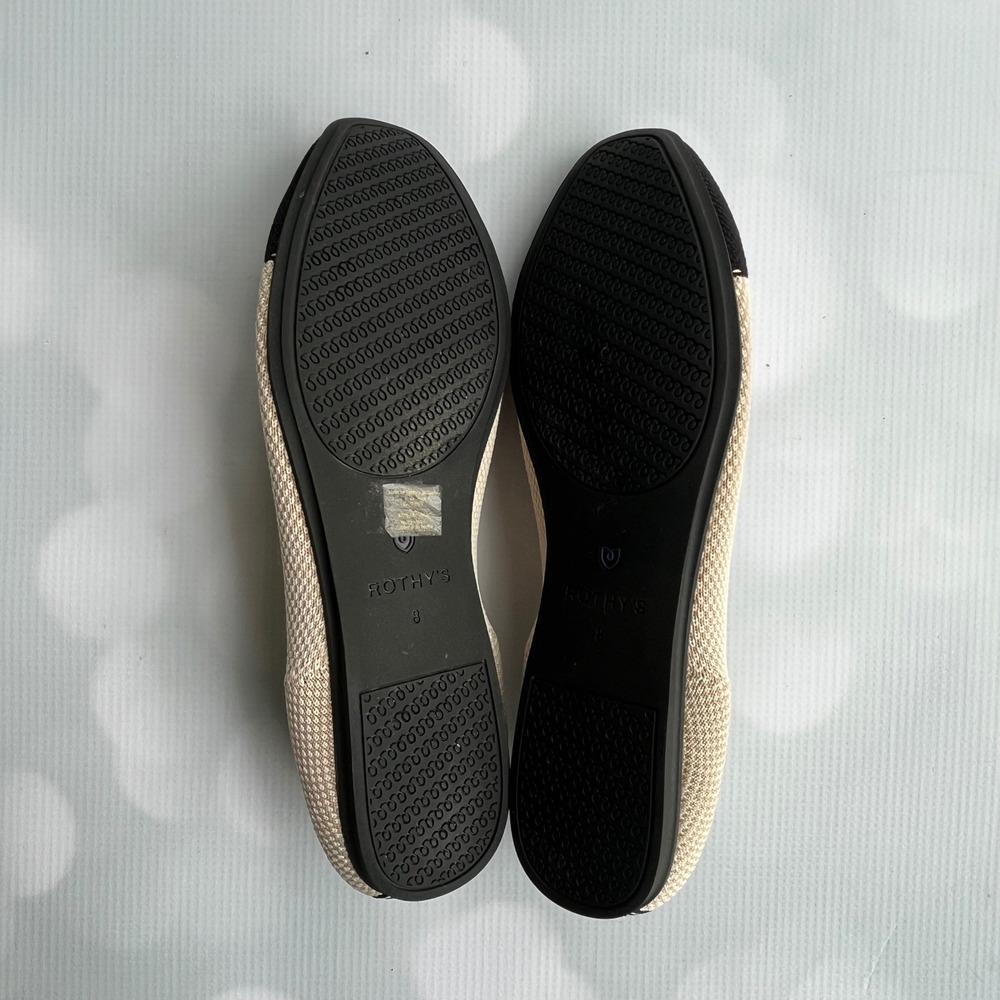 Rothy's Beige Knit Flats with Black Pointed Toe - Picture 11 of 11